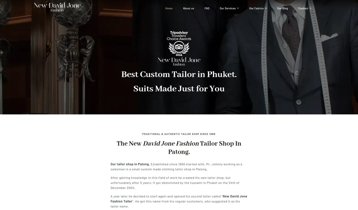 New David Jone Fashion website, custom tailor in Phuket ranked top 3 for key search terms